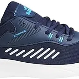 Running Shoes, Navy Blue with White Sole, Lace-Up Athletic Sneakers, Lightweight Sport Footwear Size 9 UK-picture-27