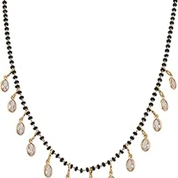 Elegant Hanging Oval Stone Mangalsutra – Gold-Plated Design with Dangling Crystal Charms for a Graceful Look-image-55