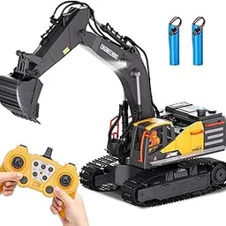 KIZJORYA Rc Excavator 11 Channel Rc Excavator Truck Toys Metal Shovel, 1/18 Remote Control Construction Vehicles Tractor, 2.4Ghz boy Toy Gift for Kids,2×30 Mins Gaming Time (2 Batteries)-picture-11
