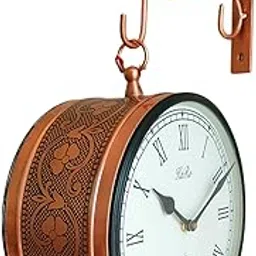 KaRo Metal Double Sided Analog Wall Clock | Station Wall Clock with Powder Coated (08 Inches) (Rose Gold)-picture-16