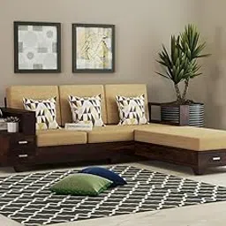 FURNESHO Solid Sheesham Wood L Shape 5 Seater Sofa Set for Living Room | Wooden Five Seater Sofa Set with Cushions | Walnut.-picture-22