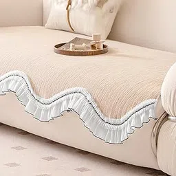 HOKIPO 'French Lace & Luxe' Sofa Cover Mat for 1/2/3 Seater & L Shape Sofa. Make Your Own Sofa Cover Set, Anti-Slip Mat Length 90(D) x 180(L) cm, Oakwood Light Brown (AR-6134-BRN)-image-20