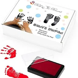 Mold Your Memories baby handprint and footprint ink pad Reusable ink pad safe on baby skin, Non Toxic (red)-picture-32
