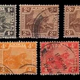 ISC~ Federated Malay State (Malaysia)- 5 Different Old & Rare Used Stamps, Tiger Series, Issued Pre-1904, All Genuine Postage Stamps~ STAMPEX-picture-15