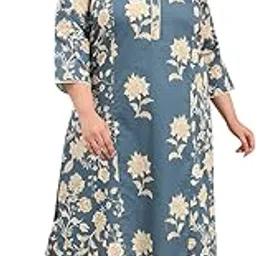 tissu Women's Plus Size Cotton Satin Pink Floral Printed Kurta with Palazzo-picture-10