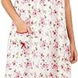 breezly Woman's Long Short Calf Length Pure Cotton Nighty Pink-picture-20