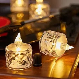Akaar LED Candles for Home Decoration | Electric Crystal Flameless Diya Lights | Battery Operated, Smokeless, Reusable | for Diwali, Pooja, Christmas, Wedding & Festive Decor | Pack of 1 Candle (12)-picture-44