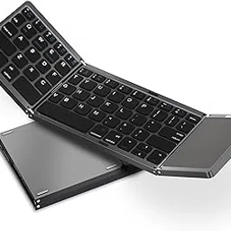 Acoucou Foldable Bluetooth Keyboard with Touchpad Portable Wireless (Sync Up to 3 Devices), Rechargeable Mini Wireless Bluetooth Tri-Folding Keyboard for Android iOS Windows Tablets-image-36