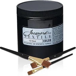 Jacquard Black Textile Fabric Paint for Clothes with Positive Art 3 brushes set , Permanent All-Surface Paint for Jeans, T-Shirts, Shoes, Canvas, Leather, Wood, and More-picture-40