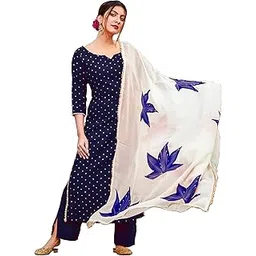 gosriki Women's Raspberry Handpainted Suit Set(Rayon-Blue-Style ONE)-picture-28