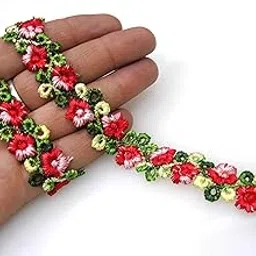 Strala Multicolor Laces for Dresses, Sarees, Lehenga, Suits, Bags, Decorations, Borders, Crafts and Home Décor,Blouse (3 mtr) Design-849 (Red)-image-52