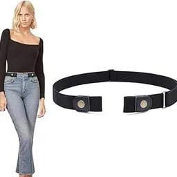 Buckle Free Invisible Stretch Belt for Women and Men | Adjustable No Buckle Invisible Jeans, Pant, Dress Elastic Waist Belt - Black-picture-55