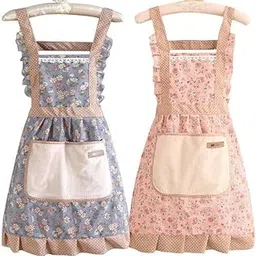 ROMILAS Pack of 1 Assorted | Waterproof Kitchen Apron for Women with Big Front Pocket Hand-Wiping Towel | Comfortable Wear-Resistant Chef Apron for Cooking | One Size Fits Most-picture-51