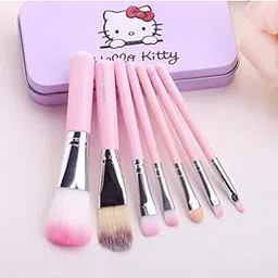 Soft Bristle Makeup Mini Brush Kit With Hello Kitty Print Storage Box | Makeup Blending Brushes Set of 7 - Pink-picture-38