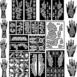 ORDERSHOCK Beautiful Combo Mehndi Stencil Sticker with Arabic Design for Festive Seasons-picture-29