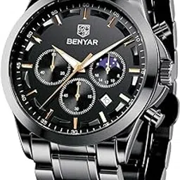 by benyar BENYAR Stylish Mens Watch Chronograph Quartz Movement Business Sport Design 3ATM Waterproof Elegant Gift for Men image 1
