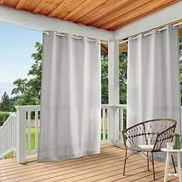 Exclusive Home Curtains Indoor/Outdoor Solid Cabana Window Curtain Panel Pair with Grommet Top, 54x108, Cloud Grey, 2 Piece-image-1