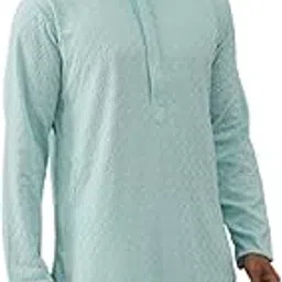 jompers Men Embroidered Viscose Rayon Kurta (Cream, S)-picture-11