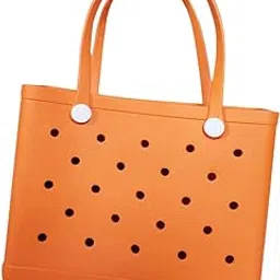 Beach Tote Bag Holes Pouch Beach Handbag Organizer For Summer Beach Swimming Orange | Womens Handbags & Bags-image-74