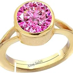 anuj sales 5.00 Carat Natural Pink Zircon Stone Silver Adjustable Ring American Diamond Original Certified Gemstone Gold Plated Panchdhatu & Ashtadhatu Ring for Men and Women (Lab - Certified)-picture-54