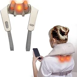 Drumstone (𝗦𝗽𝗲𝗰𝗶𝗮𝗹 𝟱 𝗬𝗲𝗮𝗿𝘀 𝗪𝗮𝗿𝗿𝗮𝗻𝘁𝘆) Cordless Neck Shoulder Back Massager with Heat, Deep Tissue Wearable Massager for Pain Relief, 6 Massage Heads, 2 Modes, 3 Speeds, Rechargeable-picture-14