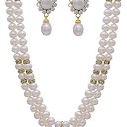 pitti jewels and pearls Double String Round Pearl Necklace Set for Women-picture-29