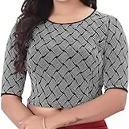 desi girl Emboridered Blouse with Silver Zari and Back Design| Ready to Wear Regular Fit Saree Blouse for Women | Stretchable, Stylish Readymade Blouse Perfect for Saree, Lehenga|Elbow Length Sleeves-picture-27