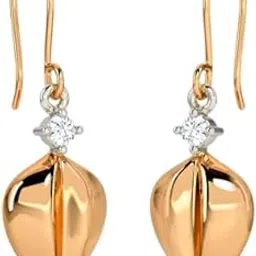 caratlane 14 Kt Rose Gold Amira Leaf Diamond Drop Earrings for Women-picture-48