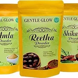 GENTLE GLOW 100% Natural Hair Mask Powder - Combo of Amla, Reetha, Shikakai | Promotes Hair Growth and Reduces Hair Fall | Fights Dandruff | Improves Hair Texture and Adds Natural Shine (50gm Each)-picture-35