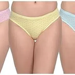 SunFlux® Women's Medium Coverage Print Cotton Low Waist Bikini Panty with Concealed Waistband Pack of 3-picture-34