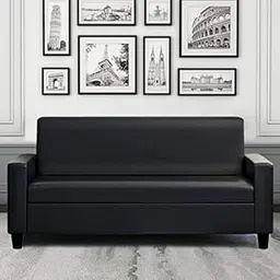 FURNY Dublin 3 Seater Sofa Set in Leatherette (Black)-picture-23