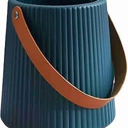 oddpod™ Nordic Plastic Decoration Vase/Planter with Faux Leather Handle/Table-top Flower Showcase Bucket for Home, Office, Wedding, Hotel & Party Hall Pine Green-picture-10