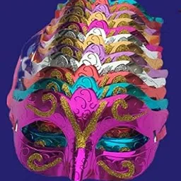 Glitter Eye Mask for Halloween, Birthday, Adult Party for Men and Women Masquerade Ball Mask Venetian Party (Pack of 6) Colors as per availability-picture-22