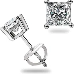 teena gems 1.05 Ct Princess cut MOISSANITE Studs Earrings Solid 925 Starling Silver Screw back Gift-picture-46