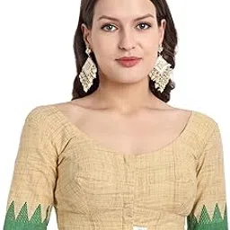 jisb Women's Cotton Elbow Border Sleeve Saree Blouse-picture-32