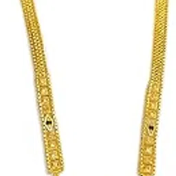 ramdev art fashion jewellery 22K Gold Plated Brass Traditional Black Beads Long Chain Mangalsutra Tanmaniya for Women-picture-49
