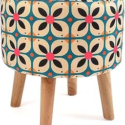 SR CREATIONS Ottoman Pouffes Sitting Stool for Living Room Velvet Wooden Furniture Puffy Footrest Foot Footrest Seat Pouf Footstool for Office Home Decor, 16x16x17 Inches, Beige-image-20