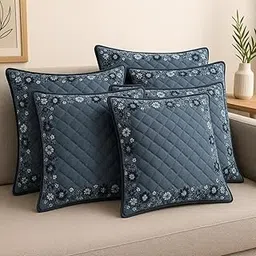 Set of 5 Decorative Cushion Covers 16x16 Inch – Knitting Ultrasonic Fabric, Soft & Stylish Throw Pillow Covers for Sofa, Couch & Bedroom Décor (Light Grey)-image-97