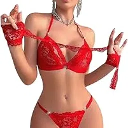 luxzii - a touch of luxury LUXZII Elegant Lace Babydoll Dress for Honeymoon – Soft, Comfortable, and Sexy Lingerie Set with Bra, Thong, Mask, and Cuffs – Perfect Romantic Gift for Special Occasions or Intimate Evenings-picture-50