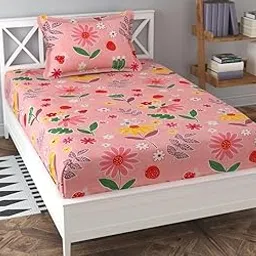 OMAJA HOME New Print Cotton Single Bed Sheet Combo Pack of 2 Soft Fabric 2 bedsheet and 2 Pillow Cover Special for Kids Room (Multicolor_04) image 1