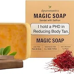 Magic Soap with Sandalwood and Saffron, Natural De-Tan Formula, Moisturising Face and Body Soap with Goat Milk and Coconut Oil-image-5