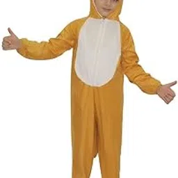 Kaku Fancy Dresses Fleece Fox Wild Animal Costume For Kids - Brown, 5-6 Years | Animal Fancy Dress For Boys & Girls-image-94
