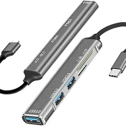UJEAVETTE 5 in 1 USB 3.0 Type C Adapter Hub SD TF Card Reader Professional Durable Grey-picture-33