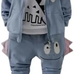 Dragon Design Light Blue And White Baby Boys 3 Piece Top Bottom Set-picture-21