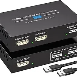 VPFET HDMI KVM USB Extender 394ft 120M Over Cat 5e 6 7 1080P Ethernet Balun Transmitter Receiver with Loop Out Function Plug Play for Mouse and Keyboard Control-picture-37