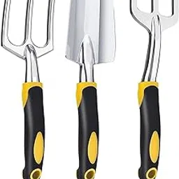 HiFam Garden Tools for Home Gardening Hand Tools,Cultivator, Rake, Trowel, Fork,Garden Tool Sets Kit, Aluminum Gardening Tool Kit, Non-Slip Rubber Grip Handle, Heavy Duty (3 Pcs)-image-21