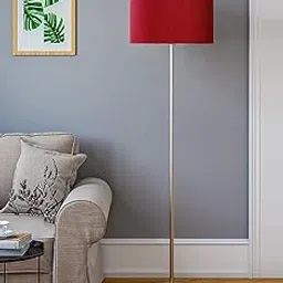 Lightroom Crafts Metal Floor Lamp Standing Modern Silver Lamp Shade for Living Room Corner, Home, Hotel, Office 12 Inches, 4Ft Height (Red)-picture-27