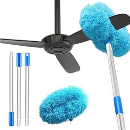 Maxoshine Fan Cleaner Brush with Long Rod Flexible Fan Cleaning Mop Microfiber Dust Cleaner Foldable Duster for Home Cleaning Microfiber Duster for Cleaning of Home, Kitchen, Car, Ceiling (Blue)-image-28
