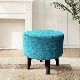 Homeaccex Ottoman Stool for Living Room Furniture for Sitting Stool pouffes Puffy Stool for Sitting Wood Stool Puffs Office Stool puffies (14" inch Height Aqua) image 1