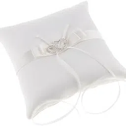 2xWedding Ceremony Party Double Hearts Ring Pillow Cushion Bearer Gift White-picture-19